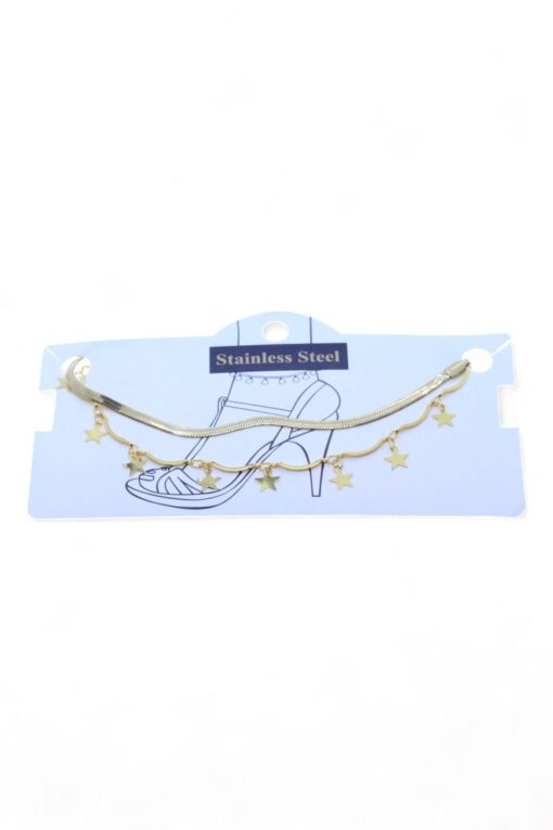 Wholesale Gold Color Italian Interlocking Star Steel Anklet - 3462
