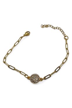 Bracelet en acier avec chaîne trombone ronde et blanche, couleur or, vente en gros - 3674