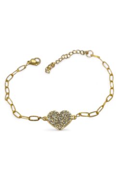 Toptan Altın Renk Çok Taşlı Kalp Model Dd Zincir Çelik Bileklik - 3675 6 211ca291e74a454f901d8b9f797f3e13