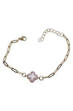 Toptan Altın Renk Van Cleef Yonca Model Çift Yönlü Ataç Zincir Çelik Bileklik - 3668 6 521dcf8cad014dea963cfbb63c99d71d