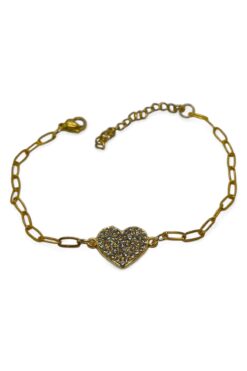 Toptan Altın Renk Çok Taşlı Kalp Model Dd Zincir Çelik Bileklik - 3675 7 951d4408e0464235b6381b6b22ee3a89