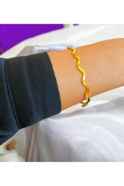 Toptan Altın Renk 22 Ayar Kaplama Zikzak  Ajda Bilezik 22 Cm. 1 Adet - 3288-1