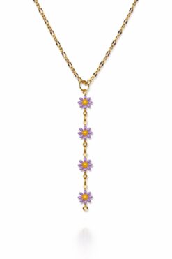 Toptan Altın Renk Dudak Zincir Çiçek Ye Model Yeni Sezon Çelik Kolye - 3826