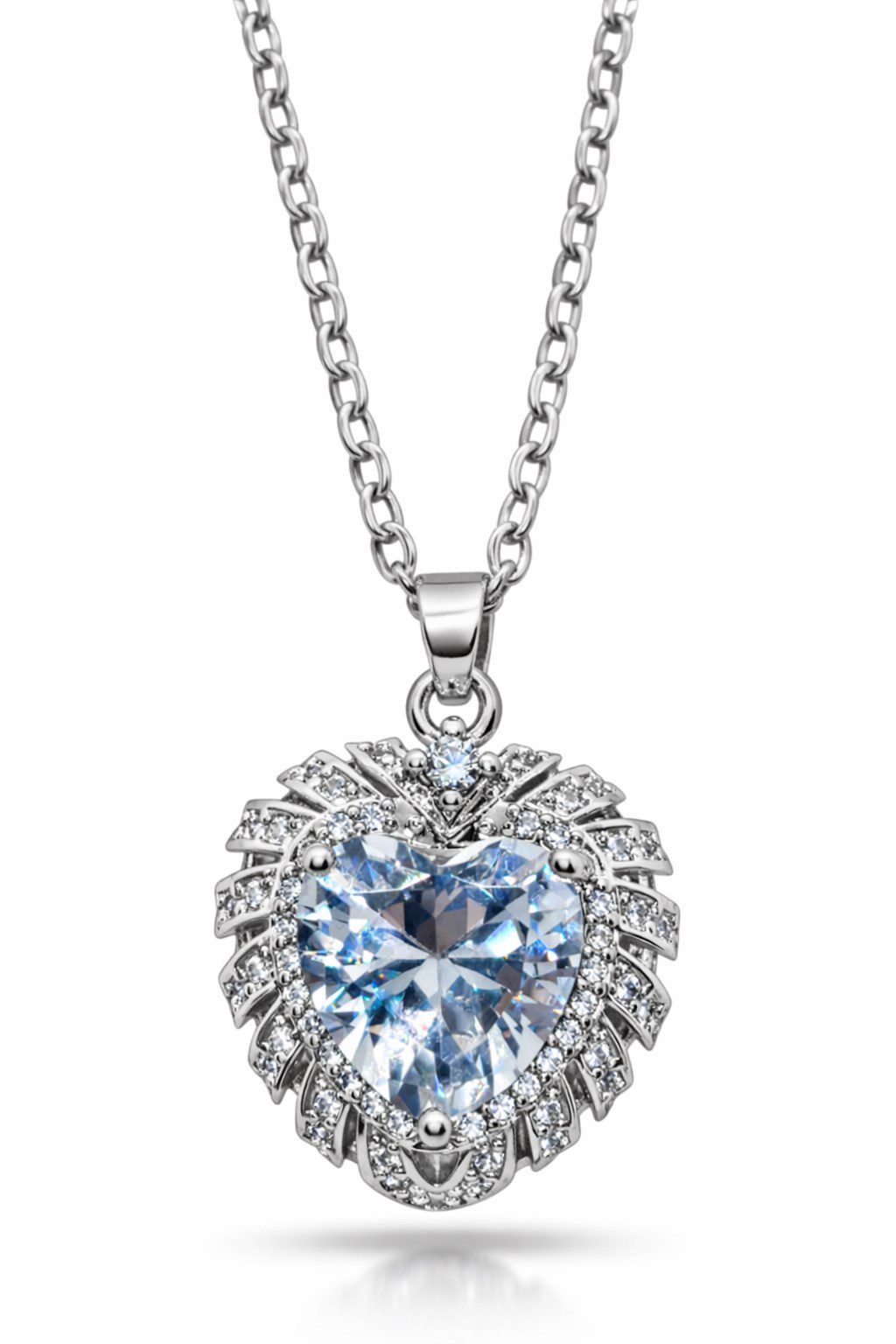 Toptan Gümüş Renk Beyaz Taş Kalp Model Sf Zincir Çelik Kolye - 3853 1 Toptan Gümüş Renk Beyaz Taş Kalp Model Sf Zincir Çelik Kolye - 3853