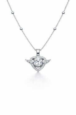 Toptan Gümüş Renk Kanat Kalp Model Top Zincir Çelik Kolye - 3847 3 bd599919f3b44731b17e956a30dde868