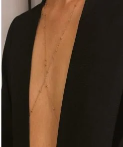 سلسلة جسم نسائية صغيرة مطرزة بالخرز على شكل كرة صغيرة نسائية بالجملة، سلسلة خصر، إكسسوار للجسم - ذهبي