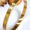 Toptan Alaşım kartier Kelepçe Taşlı Bileklik Gold