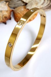 Wholesale Alloy Cartier Cuff Bracelet Stone Gold