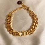 Wholesale Women's Gold Cd Letter Christian Dior Model Thick Chain Bracelet Gold Color