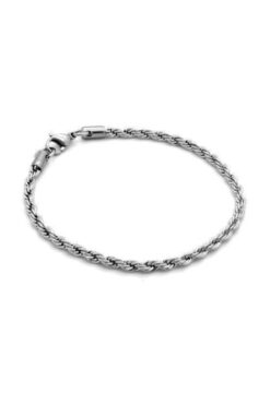 Bracelet fin torsadé en alliage pour homme, couleur argent, vente en gros