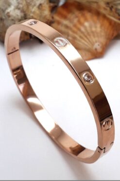 Grossiste Alloy kartier Clamp Bracelet Rose avec Pierres