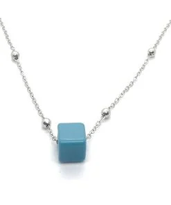 Collier italien plaqué argent pour femme, modèle Bodrum, perles bleues, vente en gros