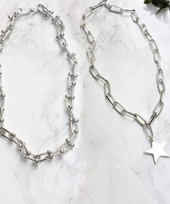 Toptan Gümüş Kaplama Ikili Kombin Kolye yıldız kolye ve blanca tiffany kolye