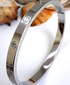 Оптовая продажа женский серебряный сплав Cartier браслет-манжета с камнем