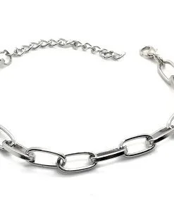 Bracelet élégant en chaîne ovale rectangulaire plaqué argent, vente en gros