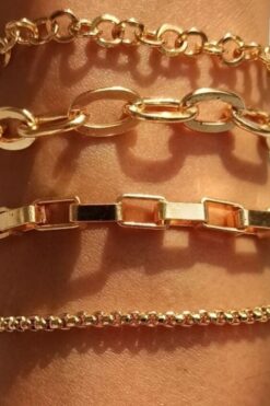 Bracelet à chaîne combinée quadruple en or pour femme, vente en gros