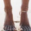 Wholesale Beach Tiny Sequin Bulk Chain Anklet 4's Gold