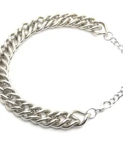 Wholesale Thick 6mm Tightly Spaced Flat Chain Bracelet Silver Color