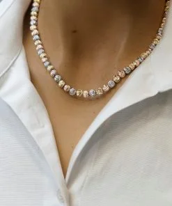 Collier pour femme en pierre Dorika couleur or, rose et argent, vente en gros