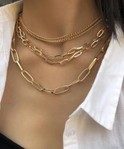 Großhandel Mode Gold Farbe Multilayer Halskette Punk Trendy Choker Halskette