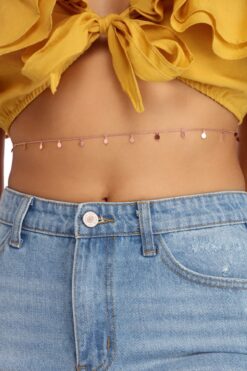 Wholesale Women Made For Sun Sequin Waist Chain Body Jewelry Rose