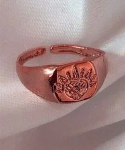 Toptan Göz Detaylı Minimal Yüzük Rose Renk