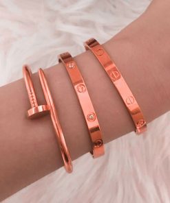 Großhandel Rose plattiert Kombination Stud, Manschette Armband mit und ohne Steine