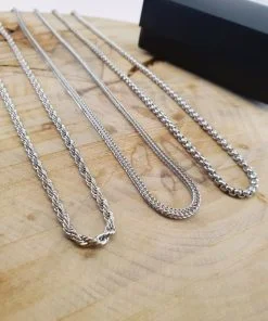 Vente en gros 3'lBurgu - Ensemble de colliers unisexes en renard et chaîne tricotée pour hommes et femmes, couleur argent