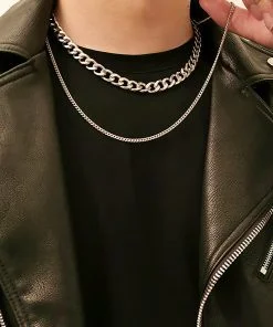 Wholesale Silver Color Choker Necklace Unisex Layered Cadena Necklace