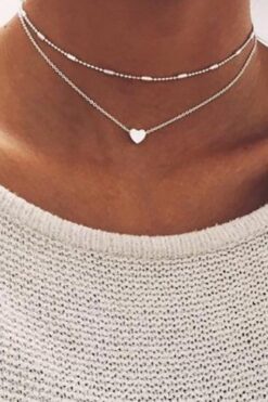 Großhandel Silber Farbe Choker Halskette Kugelkette Herz Anhänger für Frauen