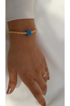 Grossiste Bracelet torsadé en perles bleu nostalgique pour femmes