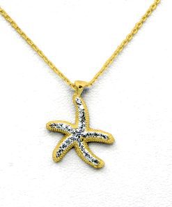Collier de pierres en zircon de couleur or Collier d'étoiles de mer