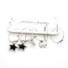 Grossiste Boucles d'oreilles combinées en émail noir couleur argent Figurine trèfle étoilé 720