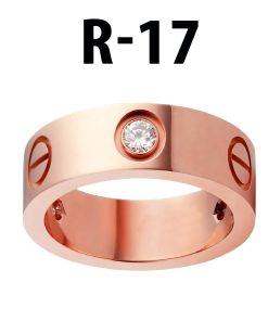 Toptan Kartier Taşlı Yüzük Rose Renk 17 Numara