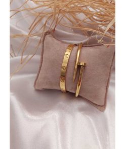 Toptan Altın Renk Çivi Ve Cartier Bileklik Set 763