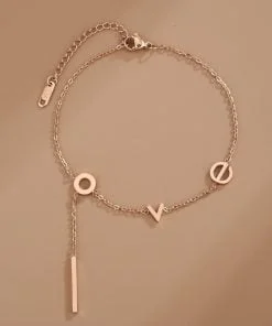 Toptan Altın Renk Love Kolye 802