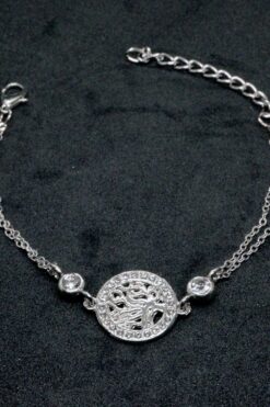 Wholesale Silver Color Round Tree of Life Figured Double Chain Bracelet 889