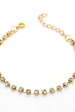 Wholesale Gold Colour Single Row Stone Sliver Bracelet 861