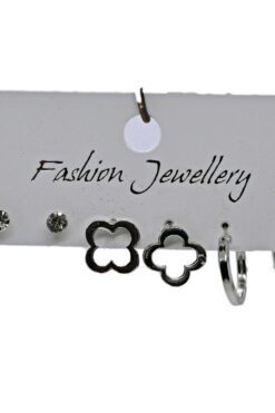 Grossiste Boucles d'oreilles triple combinaison couleur argent Boucles d'oreilles à motif pierre unique 967