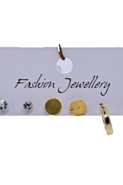Boucles d'oreilles créoles triples couleur or, vente en gros, motif pierre unique, 966