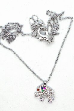 Оптовая продажа серебряного цвета циркон камень слон узорчатый белый камень ожерелье 942 3 45c0c3a7484f4218a621f9c8d0a9013e