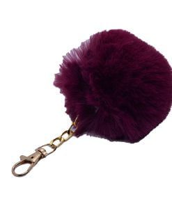 Wholesale Eggplant Purple Color Plush Pompom Keychain 973