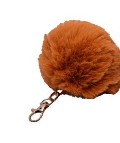 Wholesale Tan Color Plush Pompom Keychain 977