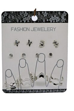 Großhandel Silber Farbe Kombination Ring-Ohrring-Set - 981