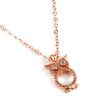 Toptan Rose Renk Zirkon Baykuş Kolye - 1039
