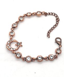 Bracelet en gros de couleur cuivre antique, avec étoile de lune et voie d'eau - 1146