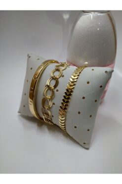 Bracelet à double chaîne en arête de poisson plaqué or pour femme, modèle Cartier, vente en gros - 1238