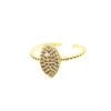 Grossiste Bague en zircon à motif de navette de couleur or ajustable pour tous les doigts - 1531