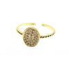 Wholesale Gold Color Oval Motif Zirconia Ring Adjustable for Every Finger - 1535