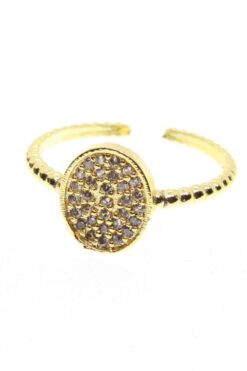 Bague ovale en zircon couleur or, ajustable, s'adapte à tous les doigts - 1535